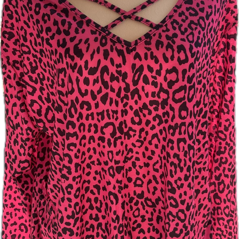 Vibrant Pink Leopard Print Blouse